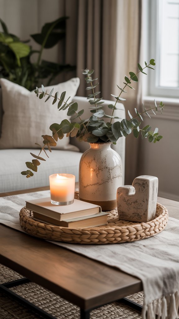 layered coffee table decor